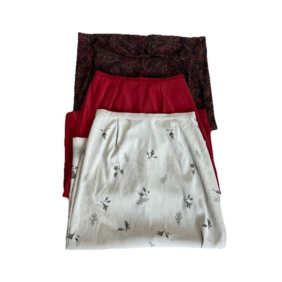 Vintage 90s Suede Feel Leaf Paisley Fall Fairy Autumn Long Pencil Skirt Lot of 3 - Picture 1 of 9